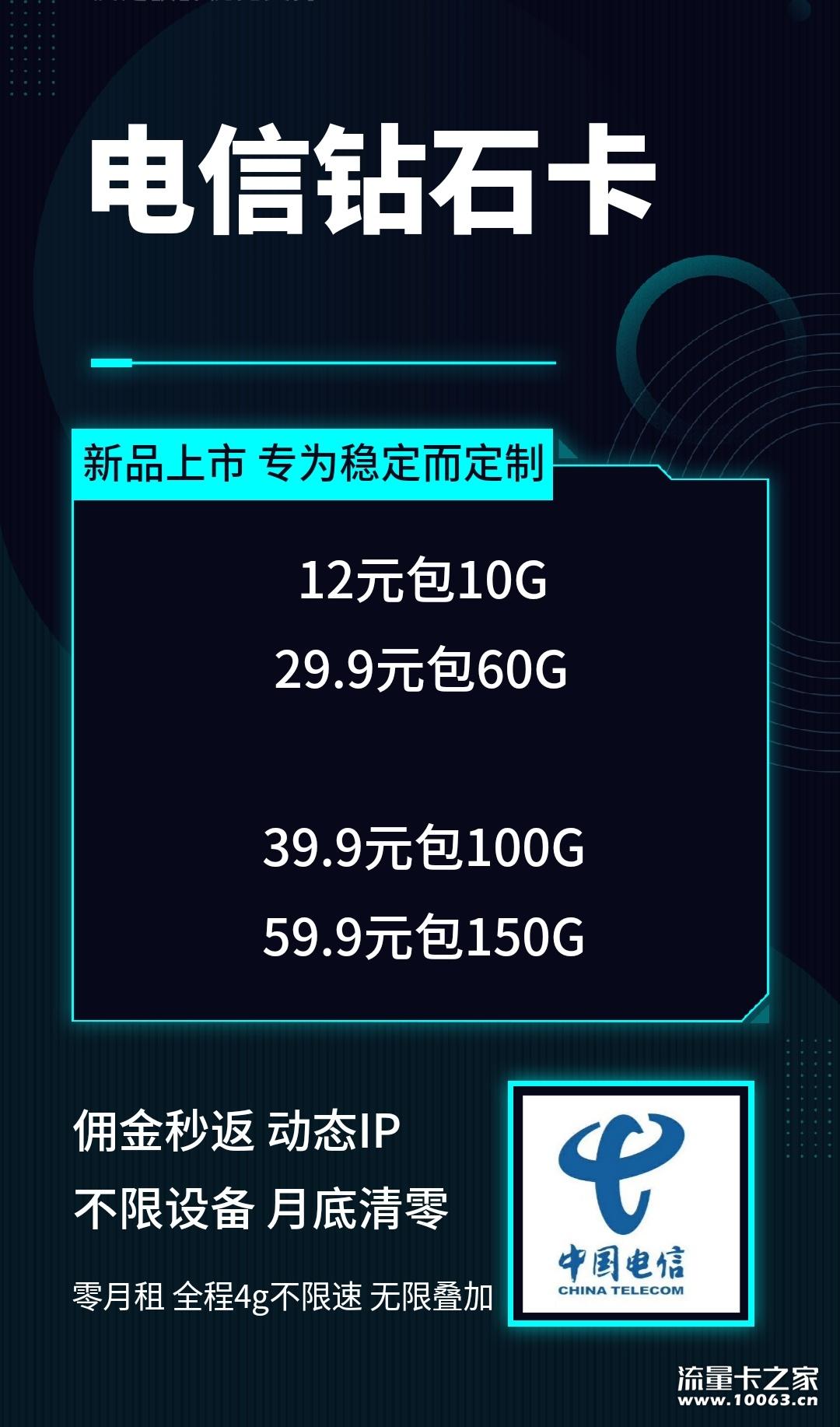 电信钻石卡 微信秒返 佣金最高百分之四十