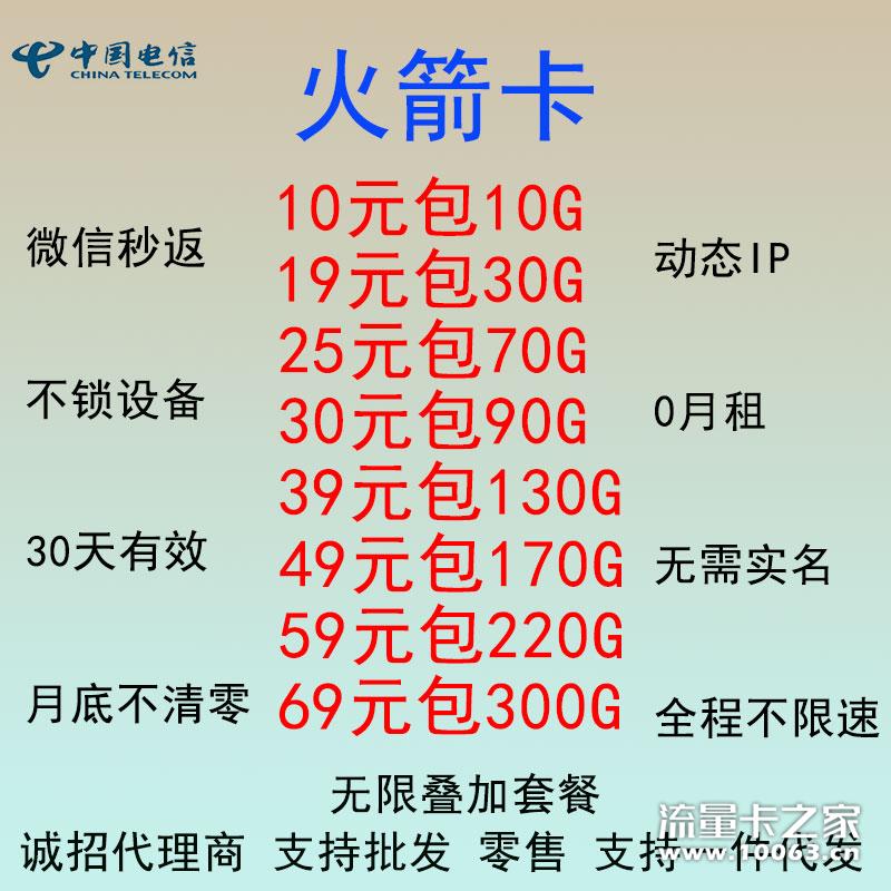 火箭稳定移动联通电信卡，工作室适用
