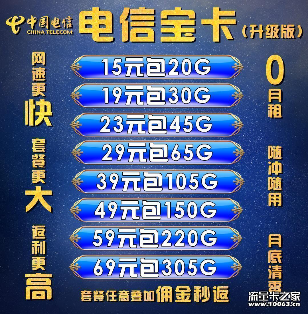 电信宝卡卡1不锁卡返利38%起秒返