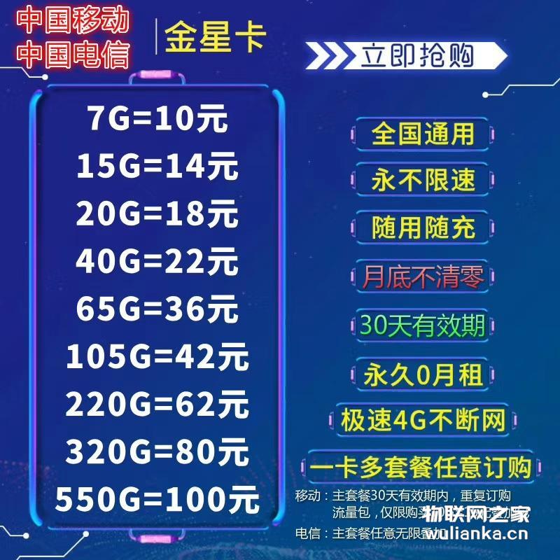 电信金星卡【30天不清零】可跨月
